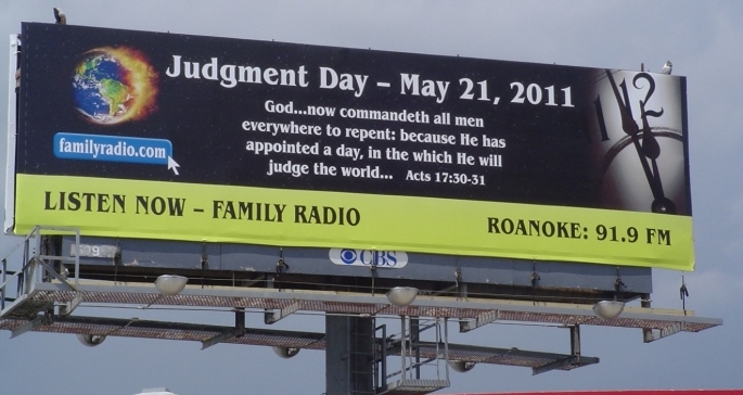 judgment day 2012. Judgment Day will be May 21st,