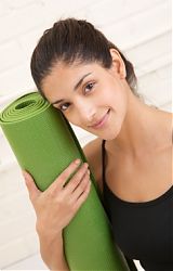 girl with yoga mat